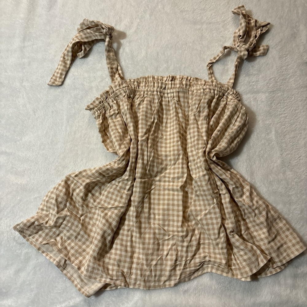Lovestitch Beige Checkered Top